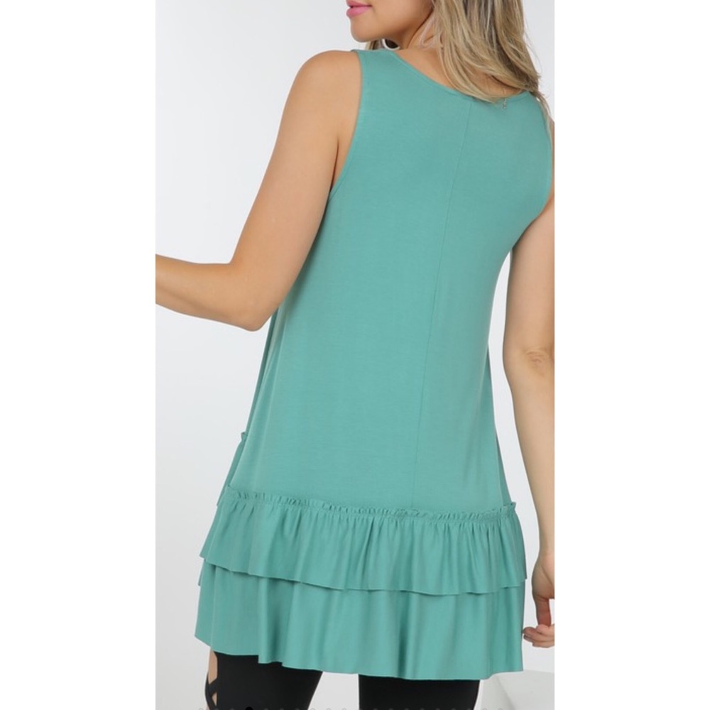 FINAL PRICE Z Brick Sleeveless Ruffle Hem Top - Picture 2 of 2